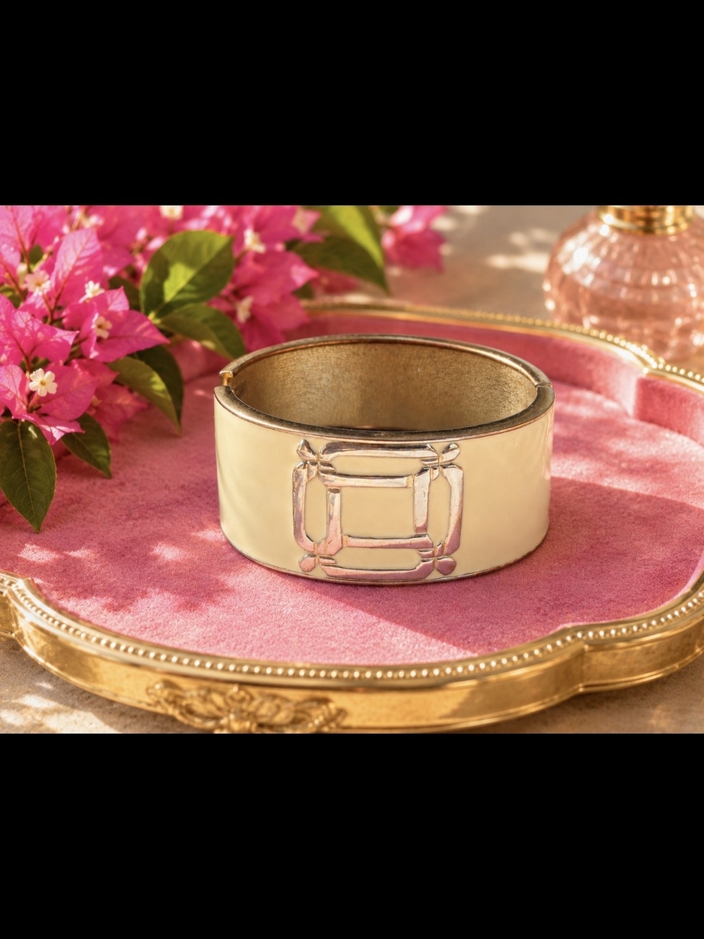 Cream Enamel and Silver -Tone Statement Hinge  Cuff Bracelet 2026 Biggest Trends